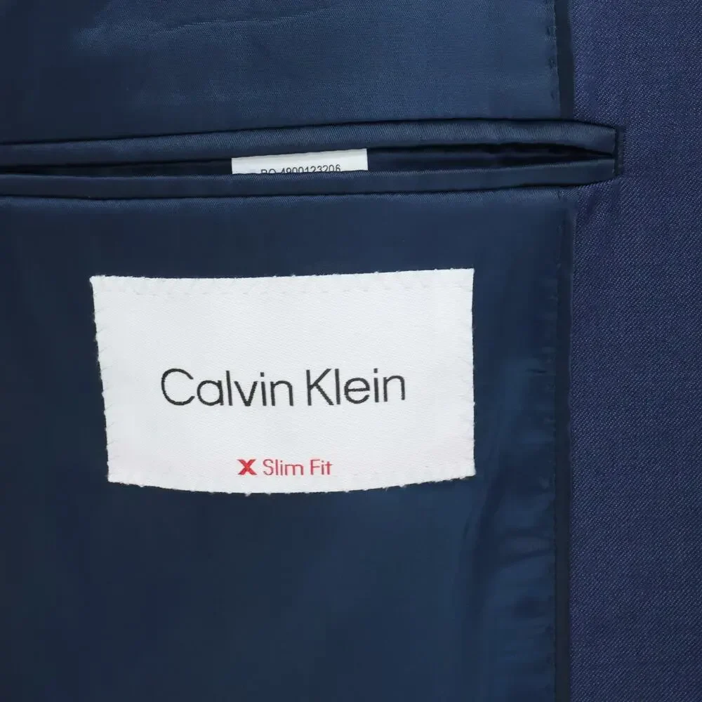 Calvin Klein Sport Coat Mens 42S Blue Wool Lined Blazer Jacket Preppy Career
